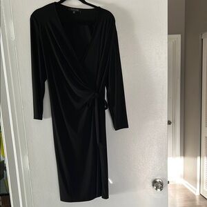 A New Day Black Ruched Wrap Dress